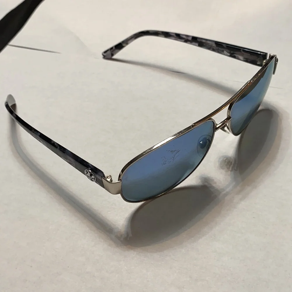 Tory Burch Blue Lens Aviator Sunglasses with Orange Case